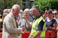 Prince Charles talking to a member of Tavistock Town Council