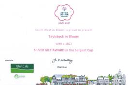 Tavistock in Bloom Certificate for Silver Gilt Award