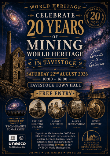 Heritage Dome Poster 22nd August 2026 in Tavistock Town Hall 10am to 4pm free entry