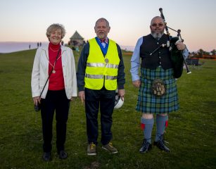 The Mayor and Mayoress of Tavistock with Pipe Major 02.06.22