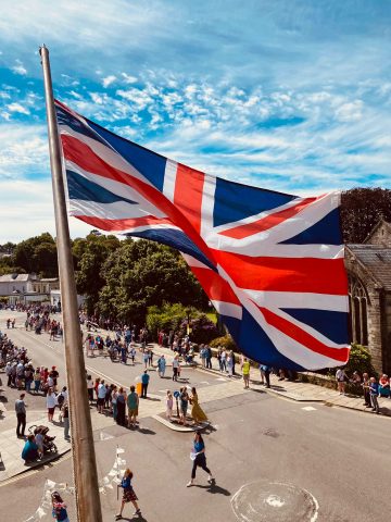 Union Jack Flying over Jubilee Pageant 02.06.22