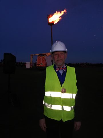 The Mayor of Tavistock after lighting the Beacon 02.06.22