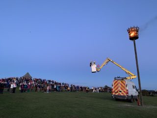 Cherry picker used to light Beacon 02.06.22